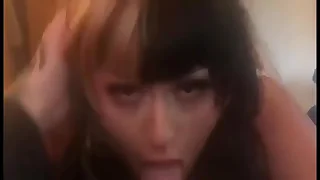 Cute teen deepthroats and pukes on bushwa